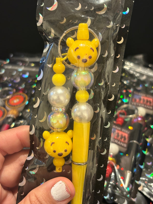 Winnie-the-Pooh- Focal beaded pen with keychain