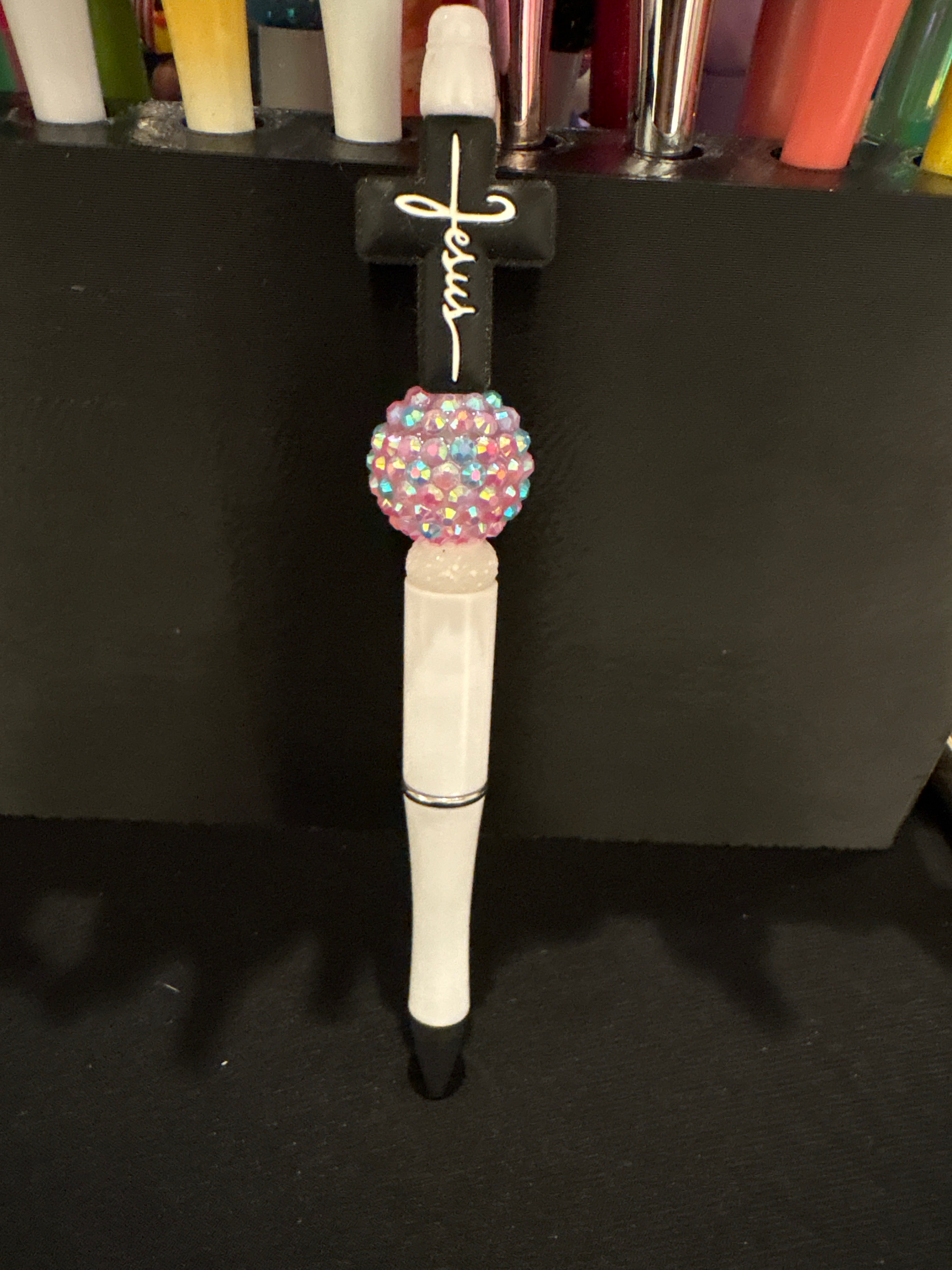 Black Jesus Cross 2: Focal Beaded Pen