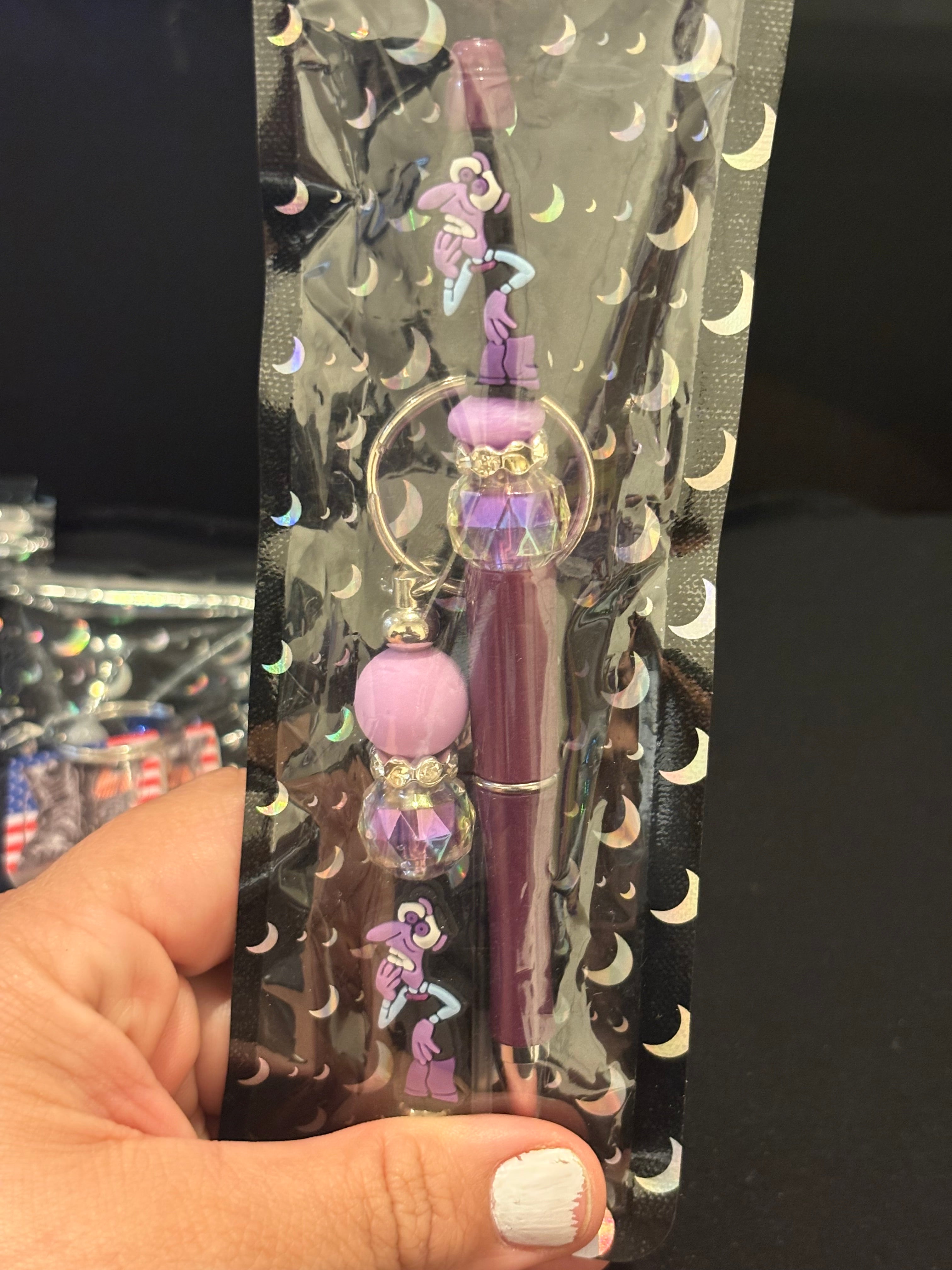 Fear (Inside Out)- Focal beaded pen with keychain