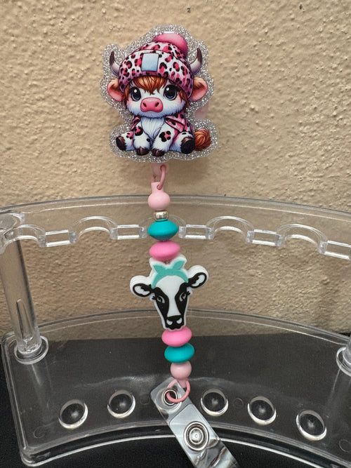 Pink Cow ID Holder Large